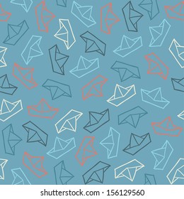 Seamless stylish pattern with color boats. Vector illustration