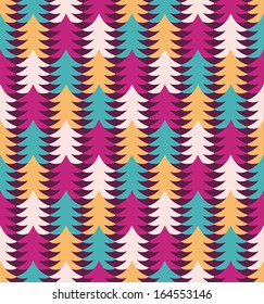 Seamless stylish pattern with color christmas trees. Vector illustration