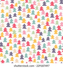 Seamless stylish pattern with color christmas trees. Vector illustration