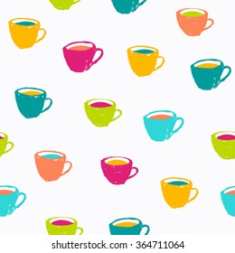 Seamless stylish pattern with color cups