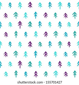 Seamless stylish pattern with color fir trees. Vector illustration