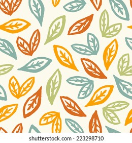 Seamless stylish pattern with color leaves. Vector illustration