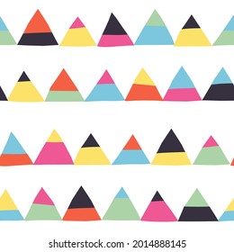 Seamless stylish pattern with color mountains