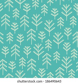 Seamless stylish pattern with coniferous trees. Vector illustration