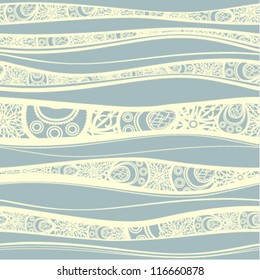 Seamless stylish pattern with decorated waves. Vector background.