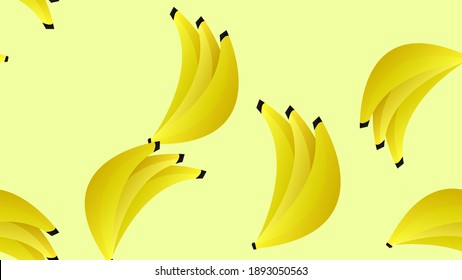 Seamless stylish pattern with fresh yellow bananas on polka dot background in flat style. Fruite pattern for cloth, textile, wrap, tshirt, bermudas and other design