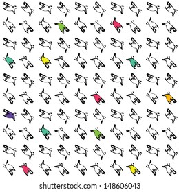 seamless stylish pattern with hand drawn birds