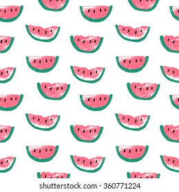 Seamless stylish pattern with hand drawn watermelon