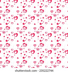 Seamless stylish pattern with red hearts. Vector illustration. Valentine background.