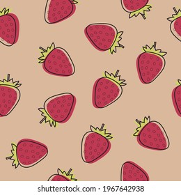 Seamless stylish pattern of strawberry background in flat style. ready to use for cloth, textile, wrap and other.