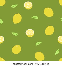 Seamless stylish pattern of summer lemon slices background in flat style. ready to use for cloth, textile, wrap and other.