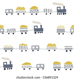 Seamless stylish pattern with trains