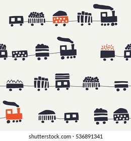 Seamless stylish pattern with trains