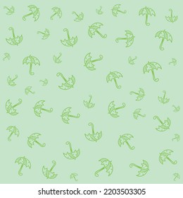 Seamless stylish pattern of umbrella on yellow background in flat style. ready to use for cloth, textile, wrap and other.