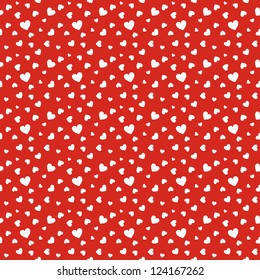 Seamless stylish red pattern with hearts. Vector illustration