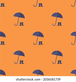 Seamless stylish umbrella pattern in a flat style. For fabric, textiles, wraps and other things. Vector illustration of a falling umbrella. Autumn weather .