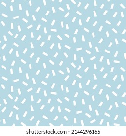 Seamless stylish vector pattern with white brush strokes on a blue background. Basic background in doodle style. Trendy stylish pattern for trendy fabrics.