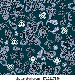 Seamless stylized abstract pattern (background) with flowers  silhouette.  Floral texture.