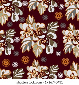 Seamless stylized abstract pattern (background) with flowers  silhouette.  Floral texture.