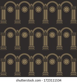 Seamless stylized abstract pattern (background) with colonnade.  Texture with column.