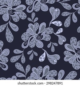 Seamless stylized abstract pattern (background) with flowers  silhouette.  Floral texture.