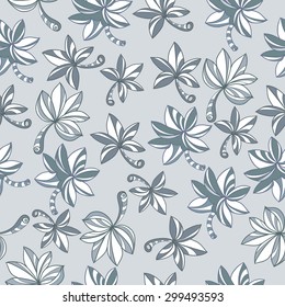 Seamless stylized abstract pattern (background) with leaves silhouette.  Texture with leaves.