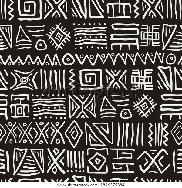 Seamless Stylized African Pattern. Ethnic and\
Tribal Motifs. Can Be Used for Textile, Prints, Phone Case,\
Greeting Card or\
Background
