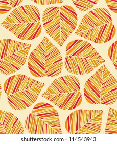 Seamless stylized autumn leaf pattern. Vector illustration