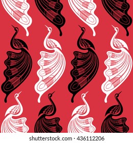 Seamless stylized birds background. Vector illustration. Seamless pattern