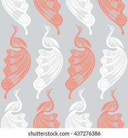 Seamless stylized birds background. Vector illustration. Seamless pattern
