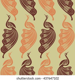 Seamless stylized birds background. Vector illustration. Seamless pattern