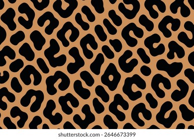 Seamless Stylized black Bobcat spots over tan background, perfect for textiles and fashion prints.