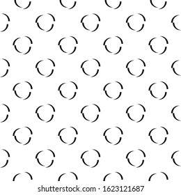Seamless stylized circles, curves pattern. Rounds ornament. Ethnical image. Tribal backdrop. Folkloric background. Polka dot motif. Geometric vector. Ethnic print, folk design, abstract wallpaper