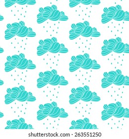 Seamless stylized clouds pattern. Cute vector sky background