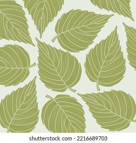 Seamless stylized green leaf pattern. Vector illustration