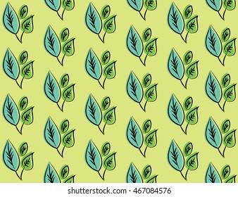 Seamless stylized leaf green pattern