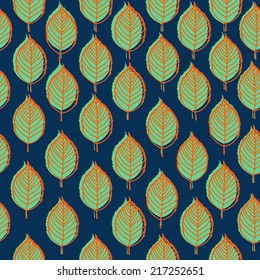 Seamless stylized leaf pattern background .