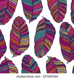 Seamless stylized leaf pattern background.