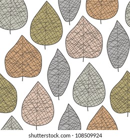 Seamless stylized leaf pattern. Vector illustration