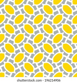 Seamless Stylized Lemons Chain Link Background Pattern