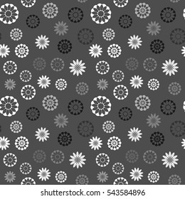 Seamless stylized monochrome floral pattern. Abstract ethnic pattern with ornamental foliage.