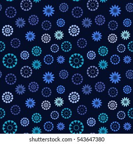 Seamless stylized monochrome floral pattern. Abstract ethnic pattern with ornamental foliage.