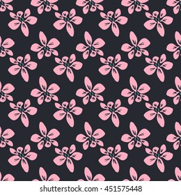 Seamless stylized orchid flower pattern