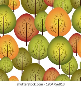 Seamless stylized pattern, bright drawing of a linden grove on a white background.