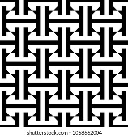 Seamless stylized Sayagata pattern. Repeated interlocking figures background. China ornament. Traditional window tracery image. Ancient ethnic mosaic motif. Digital paper for textile print. Vector art