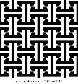 Seamless stylized Sayagata pattern. Repeated interlocking figures background. China ornament. Traditional window tracery image. Ancient ethnic mosaic motif. Digital paper for textile print. Vector art