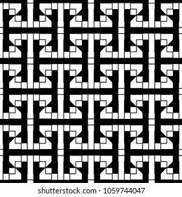Seamless stylized Sayagata pattern. Repeated interlocking figures background. Oriental ornament wallpaper. Traditional ethnic image. Ancient mosaic motif. Digital paper for textile print. Vector art.