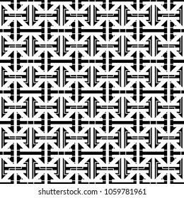 Seamless stylized Sayagata pattern. Repeated interlocking figures background. Oriental ornament wallpaper. Modern ethnic image. Ancient mosaic motif. Digital paper for textile print. Vector art.