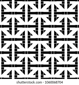 Seamless stylized Sayagata pattern. Repeated interlocking figures background. Oriental ornament wallpaper. Modern ethnic image. Ancient mosaic motif. Digital paper for textile print. Vector art.