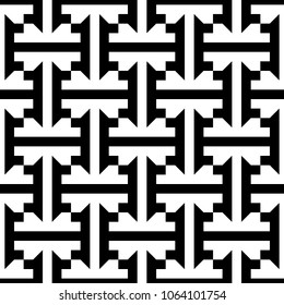 Seamless stylized Sayagata pattern. Repeated interlocking figures background. Oriental ornament. Traditional window tracery image. Ancient ethnic mosaic motif. Digital paper for textile print. Vector.